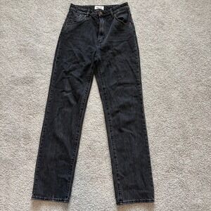 ROLLAS Jeans Womens 26 Original Straight Vintage Black High Waist Rigid Denim